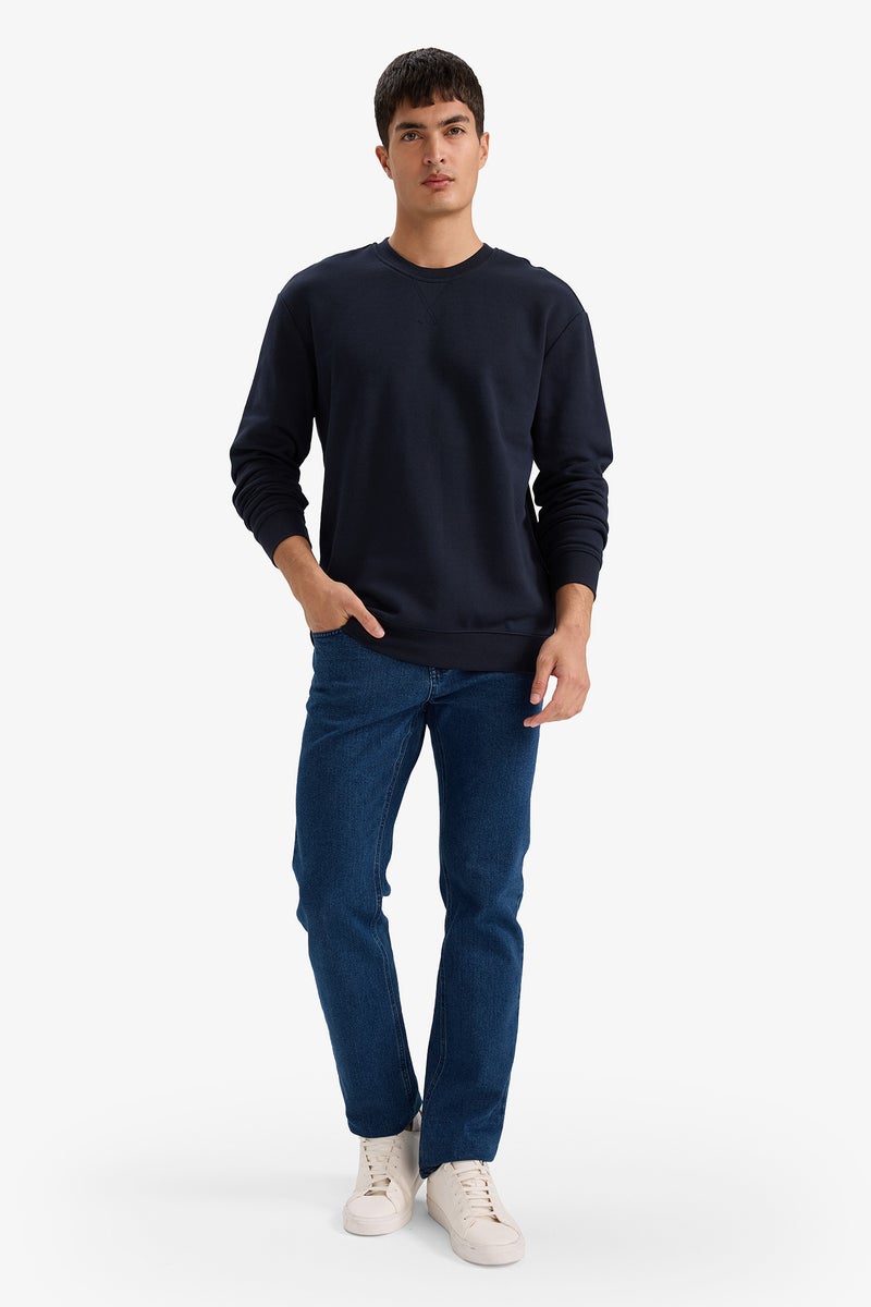 DeFacto Blue Man Regular Fit Cotton Basic Sweatshirt Casual - Image 2